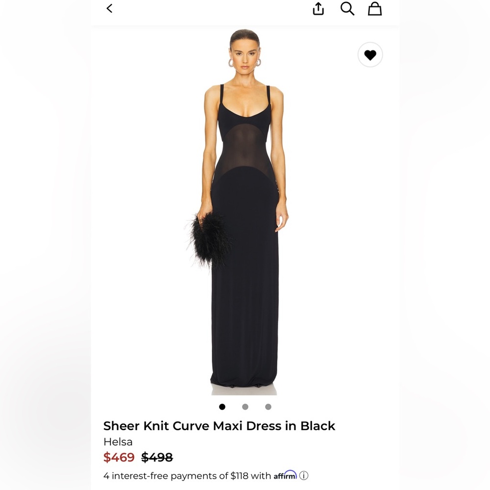 Helsa Sheer Knit Curve Maxi Dress in Black